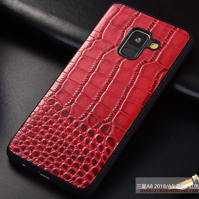 Etui Samsung Galaxy A8 2018 Læder Mønster Rød, Cover Samsung Galaxy A8 2018 Anti-fald Trendy