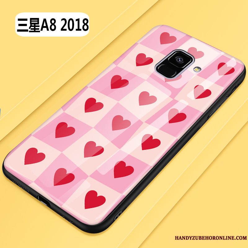 Etui Samsung Galaxy A8 2018 Tasker Glas Rød, Cover Samsung Galaxy A8 2018 Beskyttelse Smuk Frisk