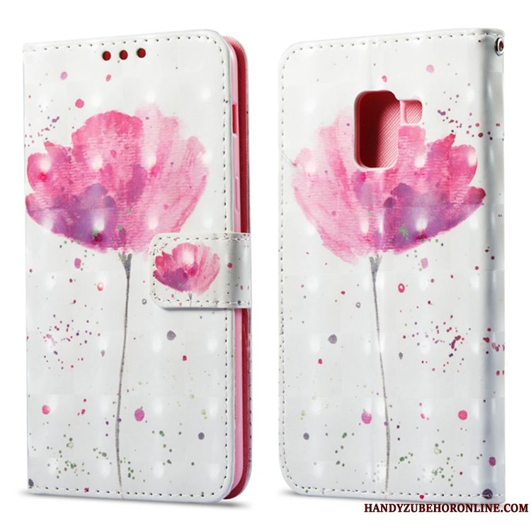 Etui Samsung Galaxy A8 2018 Tegnebog Telefonrød, Cover Samsung Galaxy A8 2018 Folio Anti-fald Kort