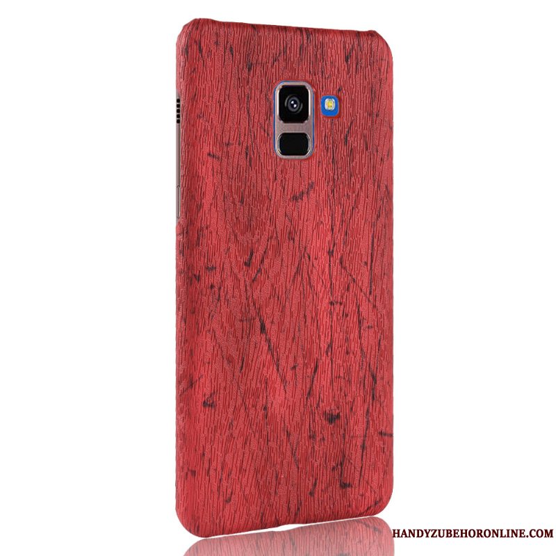 Etui Samsung Galaxy A8 2018 Trækorn Telefonhård, Cover Samsung Galaxy A8 2018 Vintage Nubuck Rød