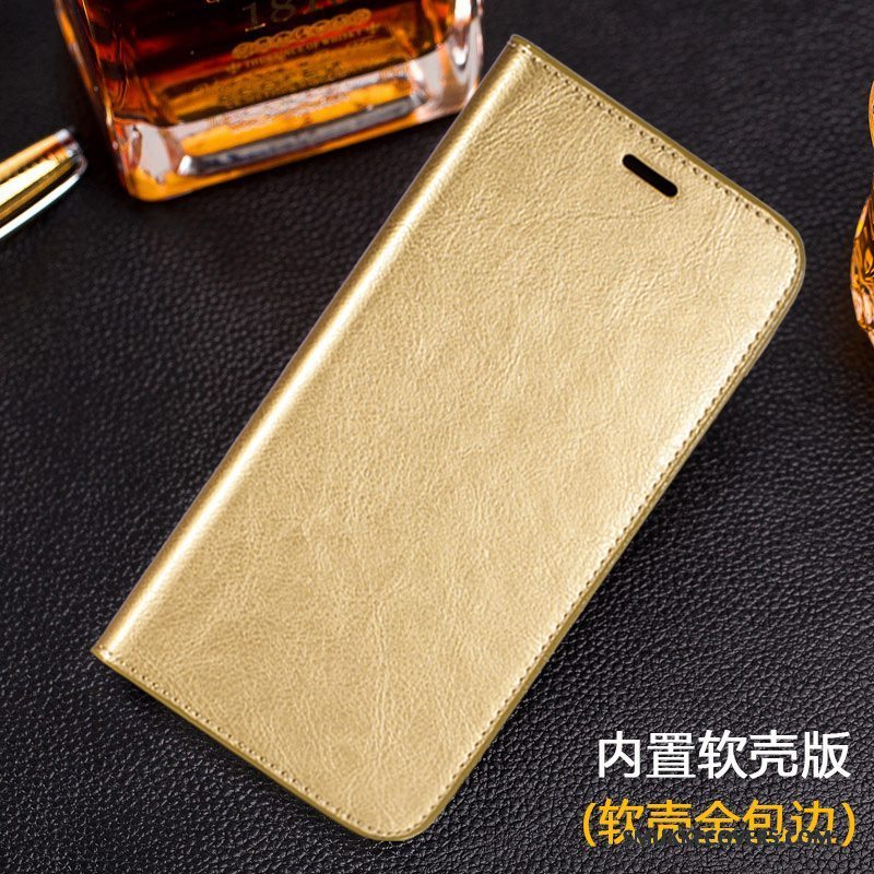 Etui Samsung Galaxy A8 Folio Anti-fald Guld, Cover Samsung Galaxy A8 Læder Telefon