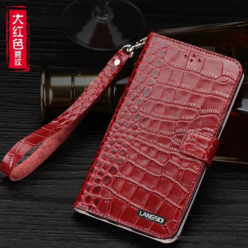 Etui Samsung Galaxy A8 Folio Anti-fald Telefon, Cover Samsung Galaxy A8 Læder Hængende Ornamenter Rød