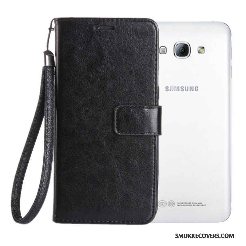Etui Samsung Galaxy A8 Folio Sort Telefon, Cover Samsung Galaxy A8 Silikone Anti-fald