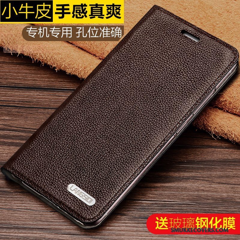 Etui Samsung Galaxy A8 Folio Telefonanti-fald, Cover Samsung Galaxy A8 Læder Cow Lille Sektion