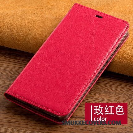 Etui Samsung Galaxy A8+ Læder Rød Anti-fald, Cover Samsung Galaxy A8+ Blød Tilpas Telefon