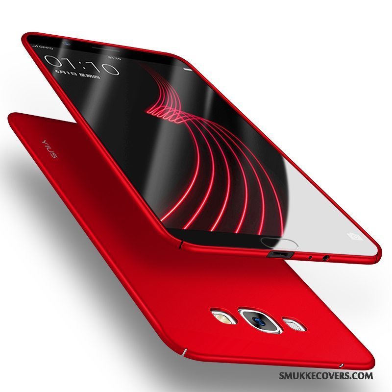 Etui Samsung Galaxy A8 Silikone Hård Telefon, Cover Samsung Galaxy A8 Tasker Nubuck Rød