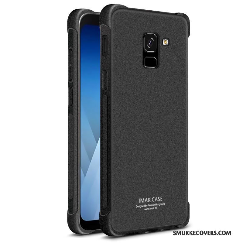 Etui Samsung Galaxy A8+ Tasker Telefonanti-fald, Cover Samsung Galaxy A8+ Beskyttelse Sort Nubuck