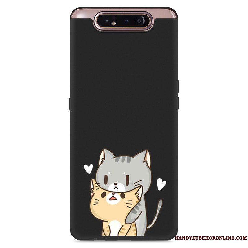 Etui Samsung Galaxy A80 Cartoon Nubuck Smuk, Cover Samsung Galaxy A80 Blød Telefonsort