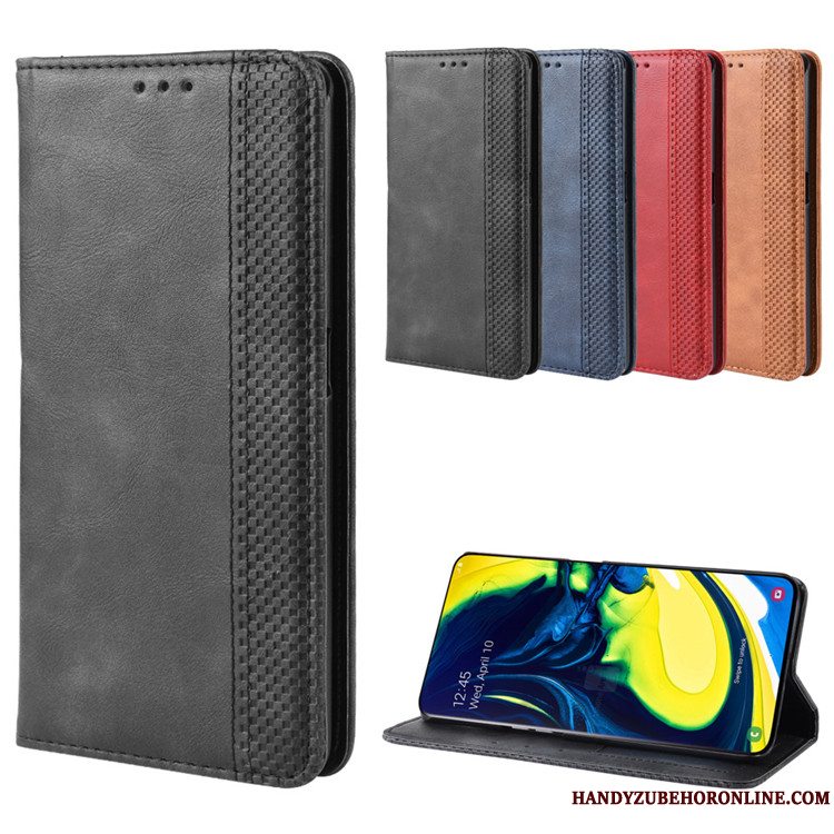 Etui Samsung Galaxy A80 Læder Magnetisk Spænde Rød, Cover Samsung Galaxy A80 Tegnebog