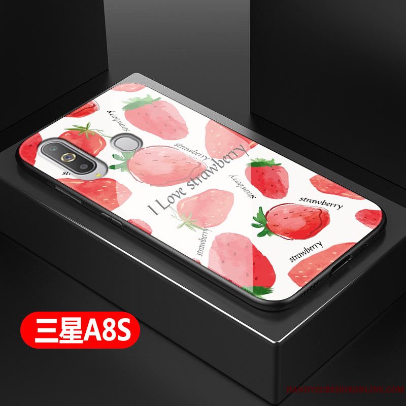 Etui Samsung Galaxy A8s Silikone Hærdet Glas Lille Sektion, Cover Samsung Galaxy A8s Cartoon Telefonhård