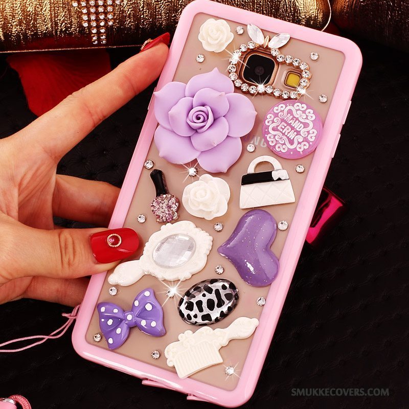 Etui Samsung Galaxy A9 Beskyttelse Anti-fald Telefon, Cover Samsung Galaxy A9 Strass Hængende Ornamenter Lilla