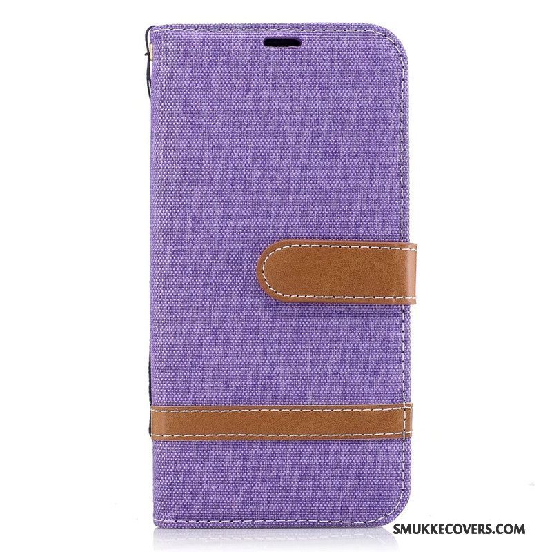 Etui Samsung Galaxy J3 2017 Læder Denim Lilla, Cover Samsung Galaxy J3 2017 Folio