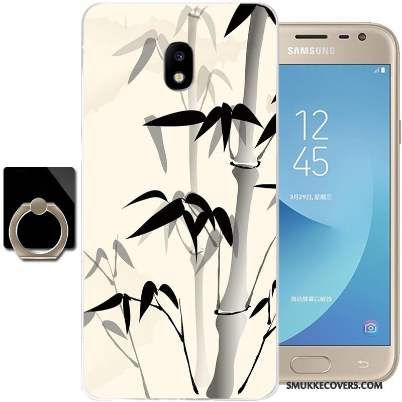 Etui Samsung Galaxy J3 2017 Tasker Kinesisk Stil Telefon, Cover Samsung Galaxy J3 2017 Blød Sort