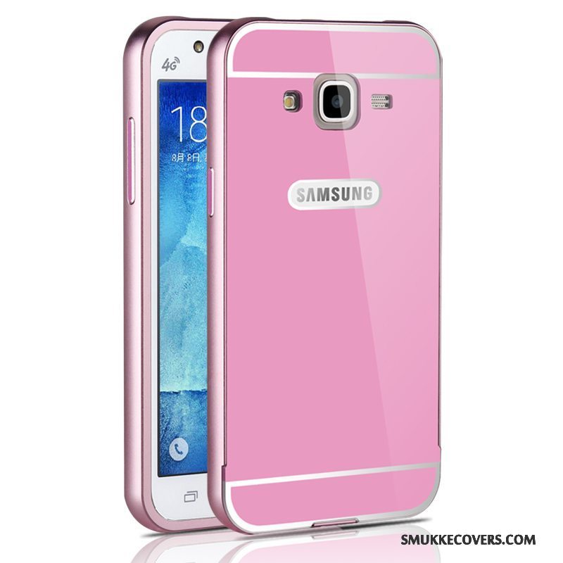 Etui Samsung Galaxy J5 2015 Metal Telefonramme, Cover Samsung Galaxy J5 2015 Beskyttelse Lyserød Hård