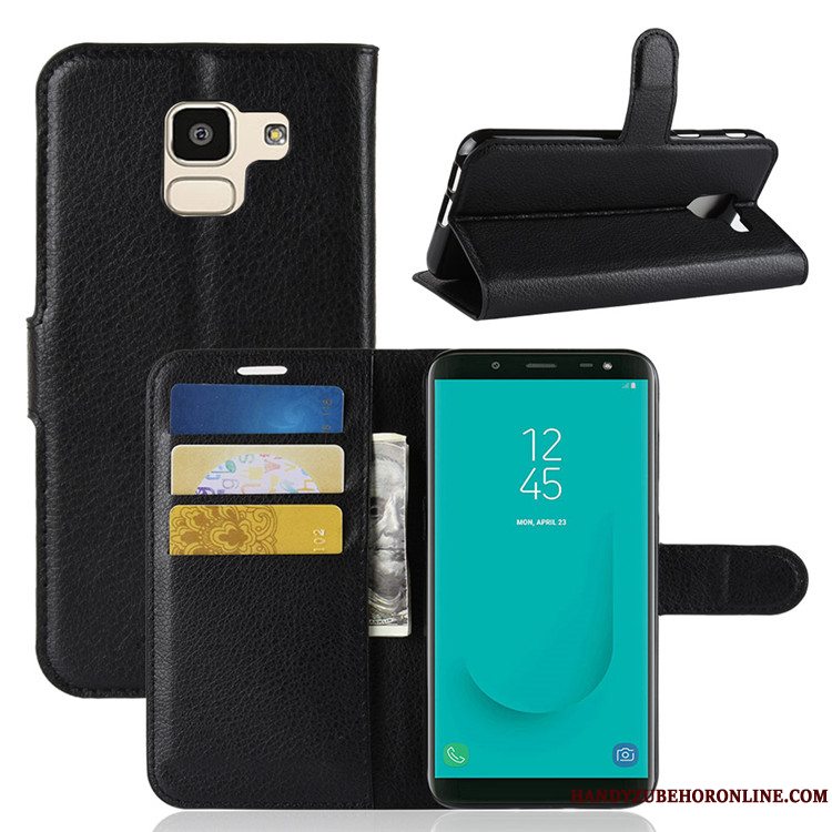 Etui Samsung Galaxy J6 Læder Sort, Cover Samsung Galaxy J6 Tegnebog