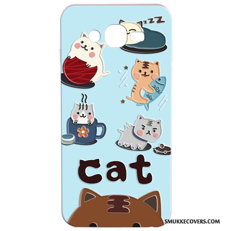 Etui Samsung Galaxy J7 2015 Cartoon Anti-fald Telefon, Cover Samsung Galaxy J7 2015 Blød Hård Lyseblå