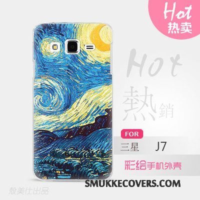 Etui Samsung Galaxy J7 2015 Cartoon Hård Tynd, Cover Samsung Galaxy J7 2015 Beskyttelse Telefonblå