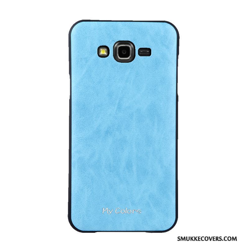 Etui Samsung Galaxy J7 2015 Læder Business Telefon, Cover Samsung Galaxy J7 2015 Blød Blå