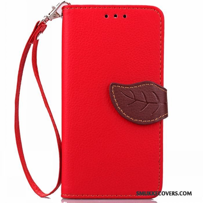Etui Samsung Galaxy J7 2016 Læder Rød Telefon, Cover Samsung Galaxy J7 2016 Silikone Simple Anti-fald