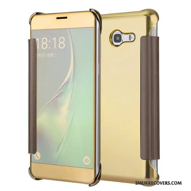 Etui Samsung Galaxy J7 2017 Beskyttelse Anti-fald Guld, Cover Samsung Galaxy J7 2017 Folio Telefonspejl