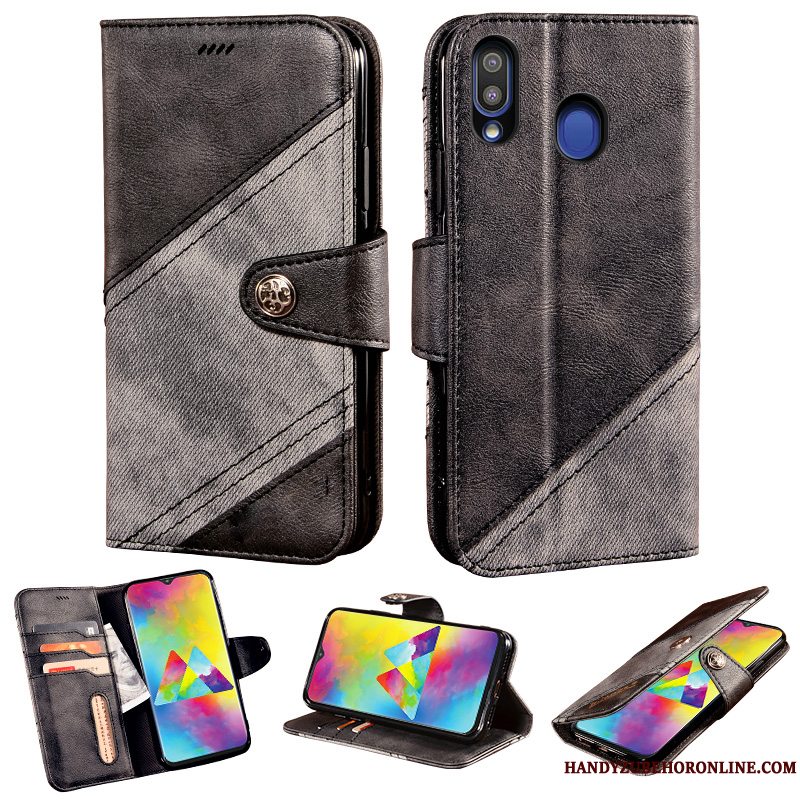 Etui Samsung Galaxy M20 Beskyttelse Grå, Cover Samsung Galaxy M20 Læder