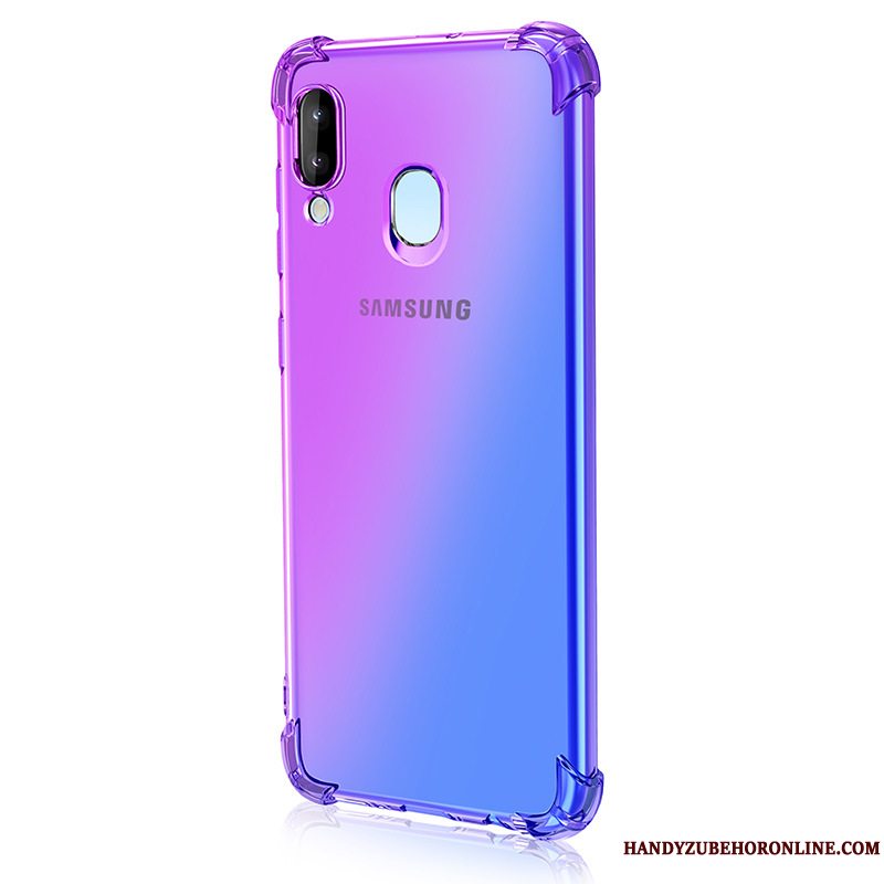 Etui Samsung Galaxy M20 Lilla Gradient Farve, Cover Samsung Galaxy M20 Blå Telefon