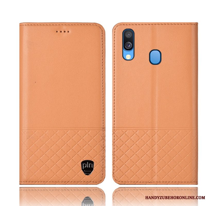 Etui Samsung Galaxy M20 Læder Anti-fald Gul, Cover Samsung Galaxy M20 Beskyttelse Ternet Telefon