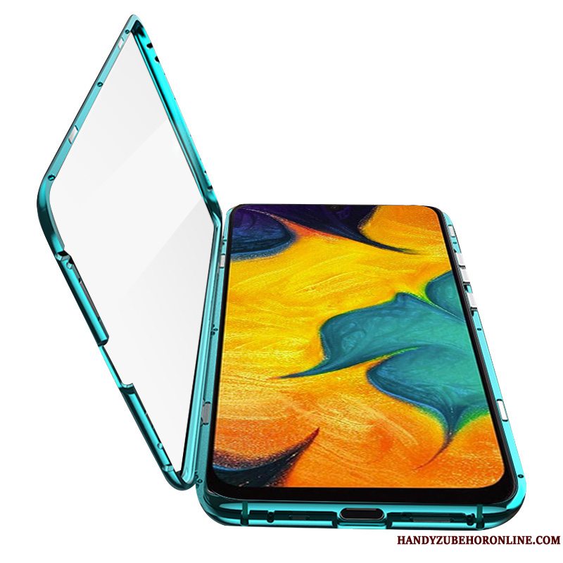 Etui Samsung Galaxy M20 Metal Ramme Blå, Cover Samsung Galaxy M20 Beskyttelse Dobbeltsidet Trend