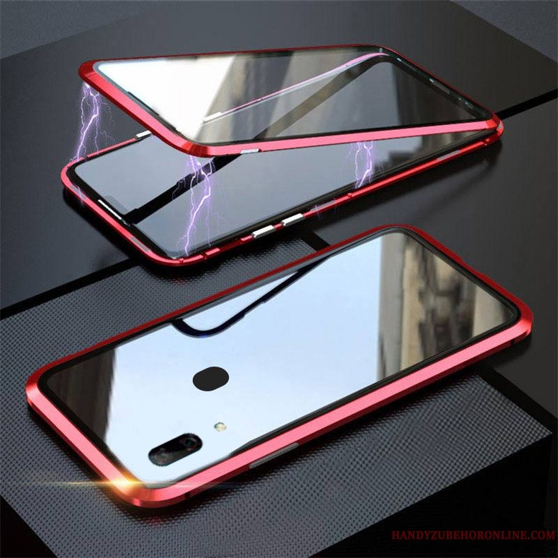 Etui Samsung Galaxy M20 Tasker Magnetisk Net Red, Cover Samsung Galaxy M20 Beskyttelse Glas Anti-fald