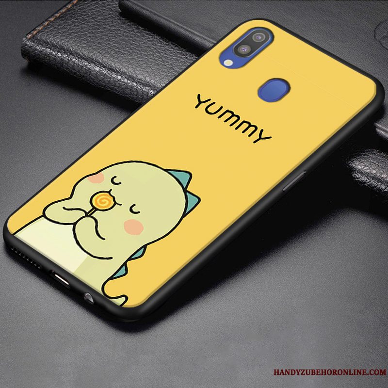 Etui Samsung Galaxy M20 Tasker Nubuck Trend, Cover Samsung Galaxy M20 Cartoon Tilpas Gul