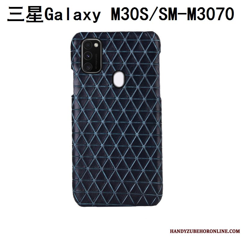 Etui Samsung Galaxy M30s Læder Ternede Blå, Cover Samsung Galaxy M30s Beskyttelse Telefontilpas