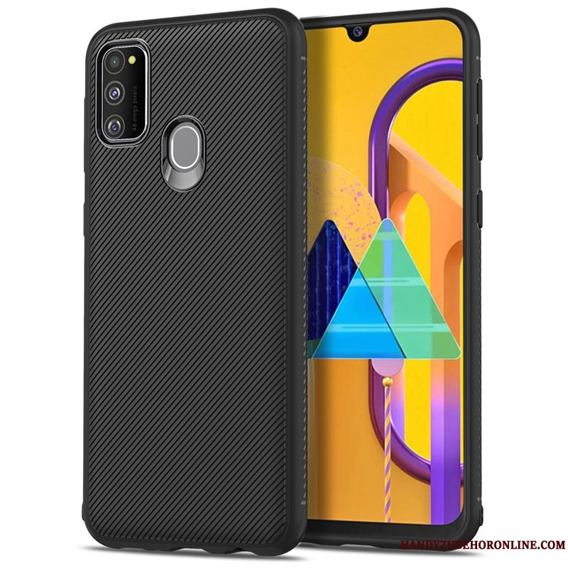 Etui Samsung Galaxy M30s Silikone Hærdning Sort, Cover Samsung Galaxy M30s Beskyttelse Anti-fald Simple