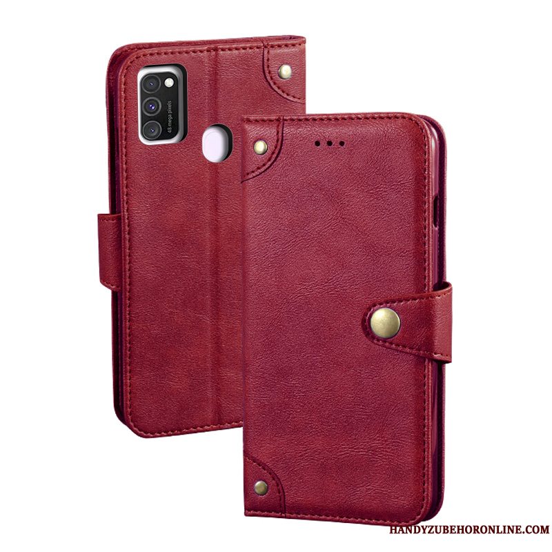 Etui Samsung Galaxy M30s Vintage Trendy Rød, Cover Samsung Galaxy M30s Folio Telefonkort