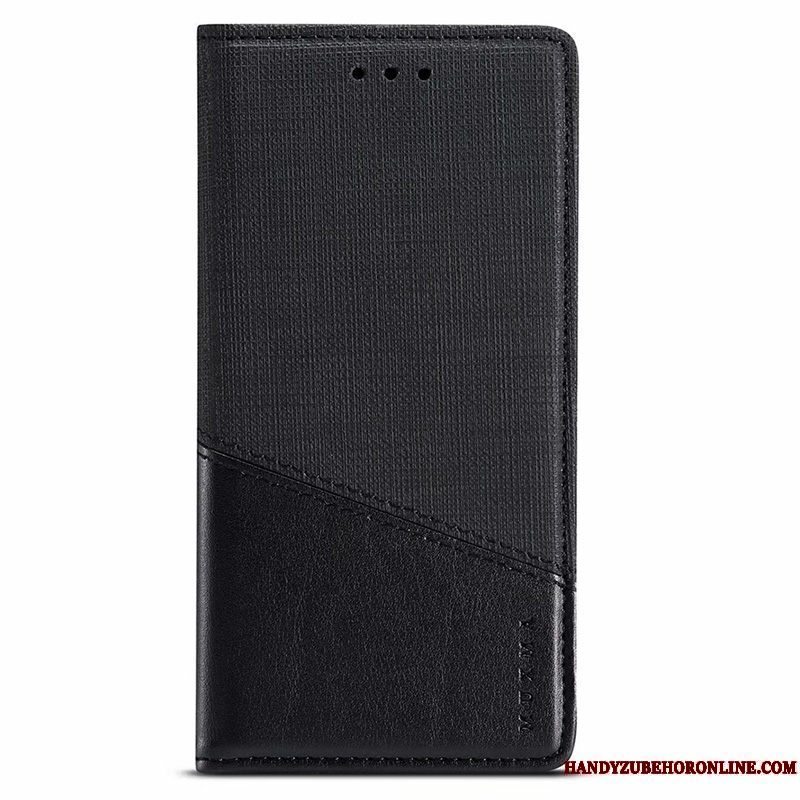 Etui Samsung Galaxy Note 10 Lite Beskyttelse Klud Sort, Cover Samsung Galaxy Note 10 Lite Folio Mønster Telefon