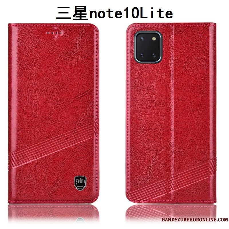 Etui Samsung Galaxy Note 10 Lite Tasker Rød Anti-fald, Cover Samsung Galaxy Note 10 Lite Læder Telefon