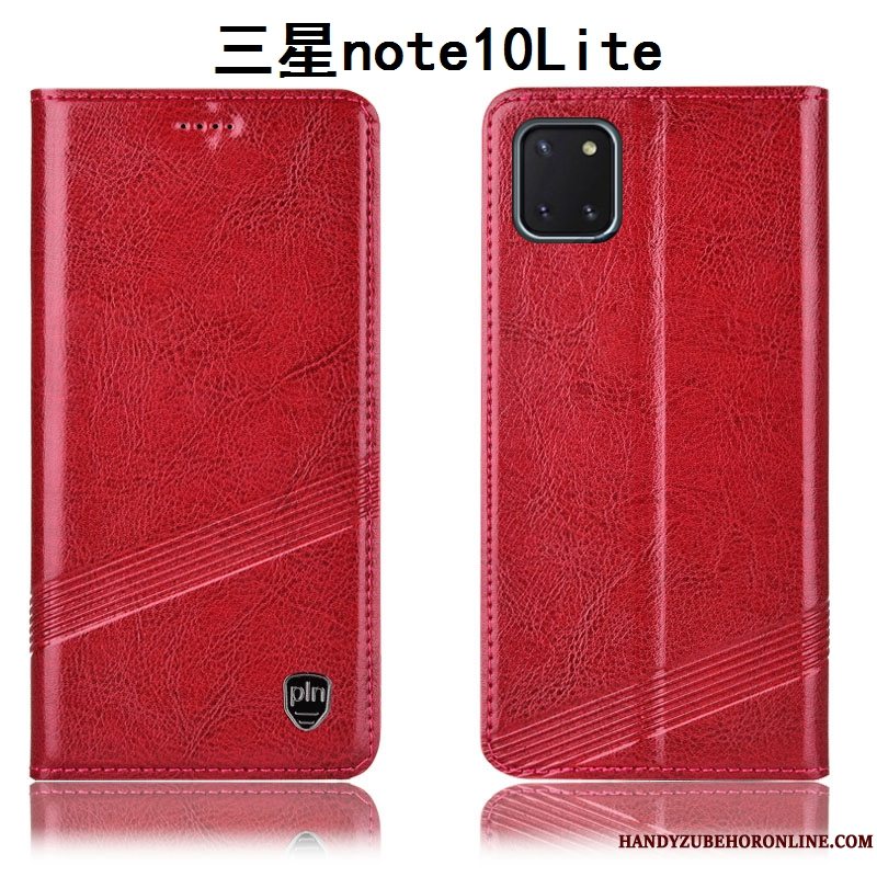 Etui Samsung Galaxy Note 10 Lite Tasker Rød Anti-fald, Cover Samsung Galaxy Note 10 Lite Læder Telefon