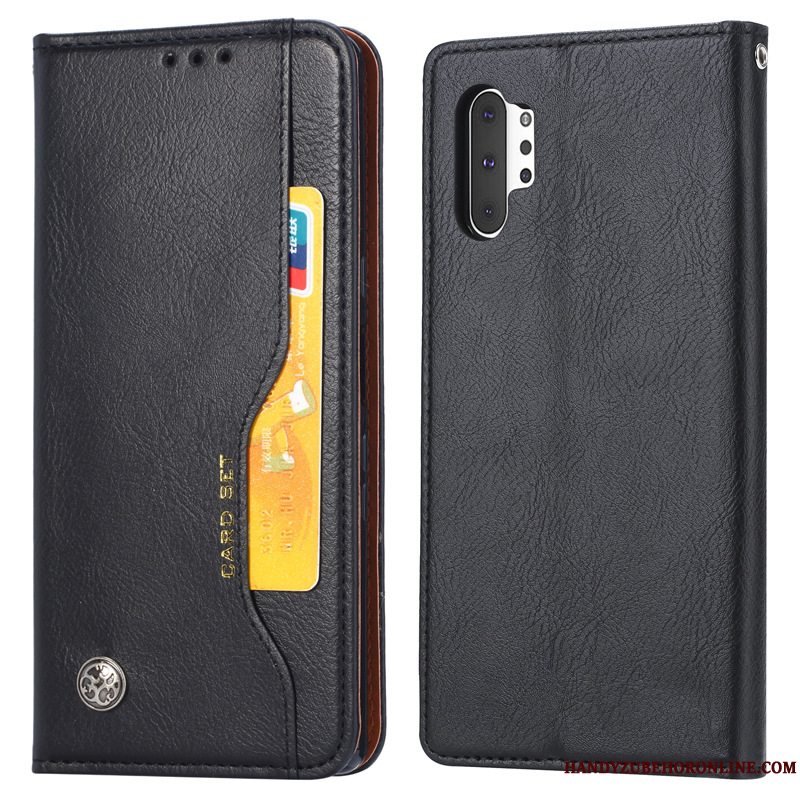 Etui Samsung Galaxy Note 10+ Læder Sort Telefon, Cover Samsung Galaxy Note 10+