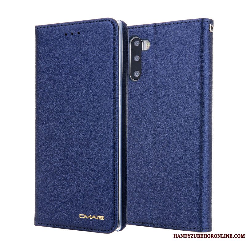 Etui Samsung Galaxy Note 10 Tasker Kort Blå, Cover Samsung Galaxy Note 10 Læder Telefonanti-fald