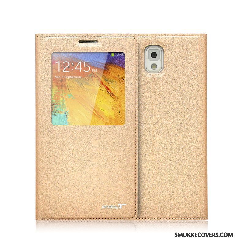 Etui Samsung Galaxy Note 3 Læder Guld Ny, Cover Samsung Galaxy Note 3 Beskyttelse Telefon