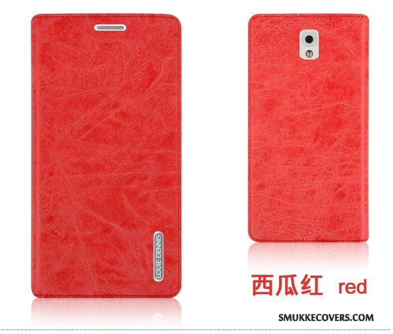 Etui Samsung Galaxy Note 3 Læder Holdbar Rød, Cover Samsung Galaxy Note 3 Folio Telefon