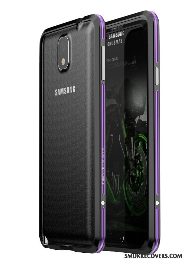 Etui Samsung Galaxy Note 3 Metal Lilla Telefon, Cover Samsung Galaxy Note 3 Beskyttelse Ramme