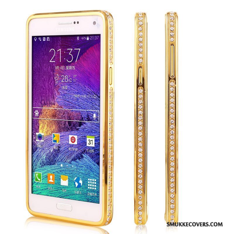 Etui Samsung Galaxy Note 4 Beskyttelse Anti-fald Ramme, Cover Samsung Galaxy Note 4 Strass Guld