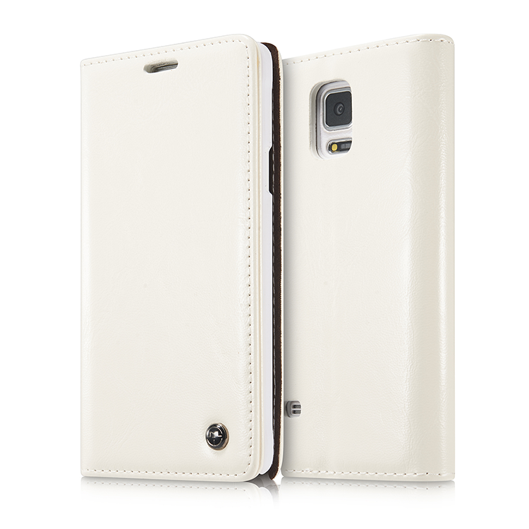 Etui Samsung Galaxy Note 4 Beskyttelse Kort Cow, Cover Samsung Galaxy Note 4 Tegnebog Business Hvid