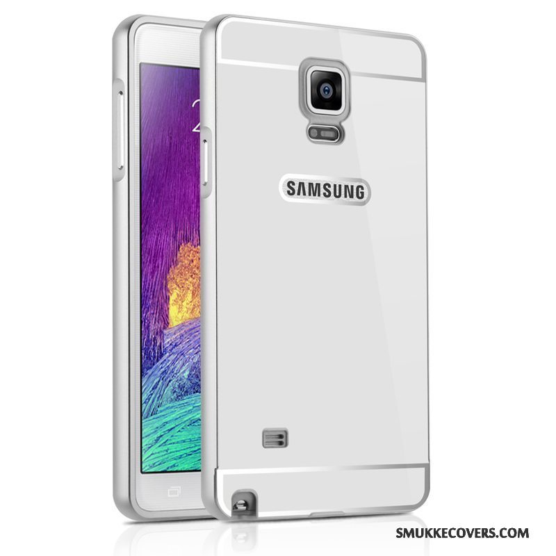 Etui Samsung Galaxy Note 4 Metal Anti-fald Ramme, Cover Samsung Galaxy Note 4 Beskyttelse Spejl Sølv