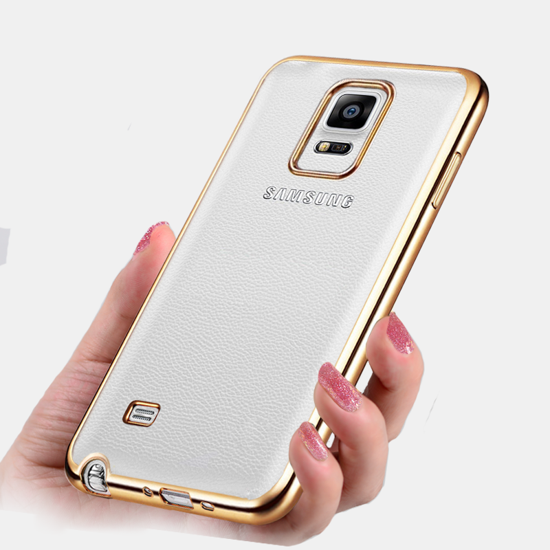 Etui Samsung Galaxy Note 4 Silikone Anti-fald Gennemsigtig, Cover Samsung Galaxy Note 4 Blød Guld Tynd