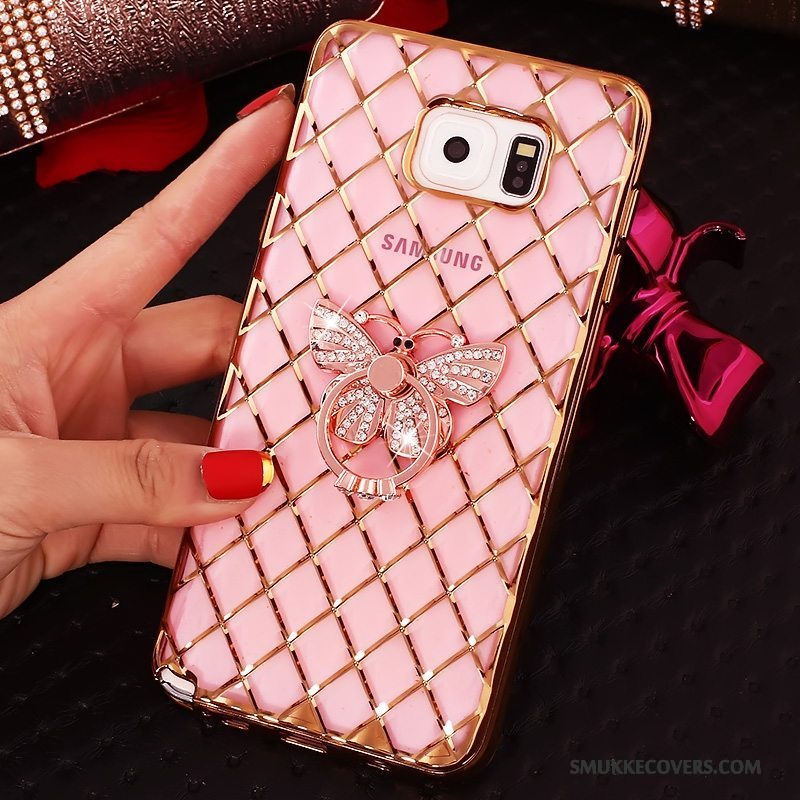 Etui Samsung Galaxy Note 5 Beskyttelse Ring Tynd, Cover Samsung Galaxy Note 5 Strass Lyserød