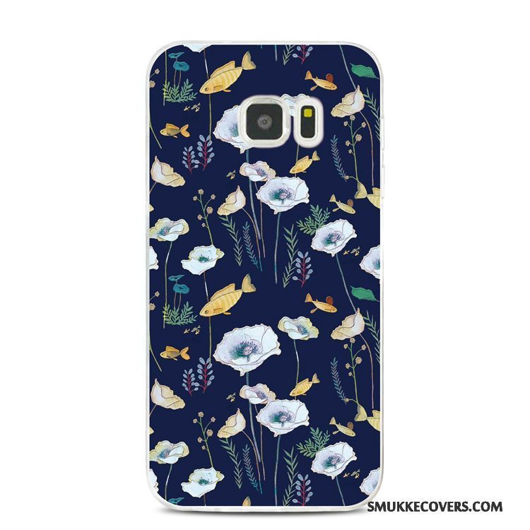 Etui Samsung Galaxy Note 5 Blød Cyan Telefon, Cover Samsung Galaxy Note 5 Relief Lille Sektion Blomster