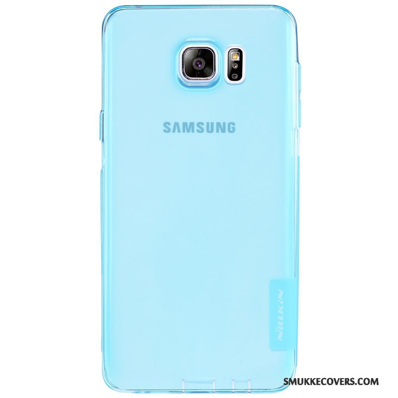 Etui Samsung Galaxy Note 5 Blød Gennemsigtig Guld, Cover Samsung Galaxy Note 5 Beskyttelse Blå
