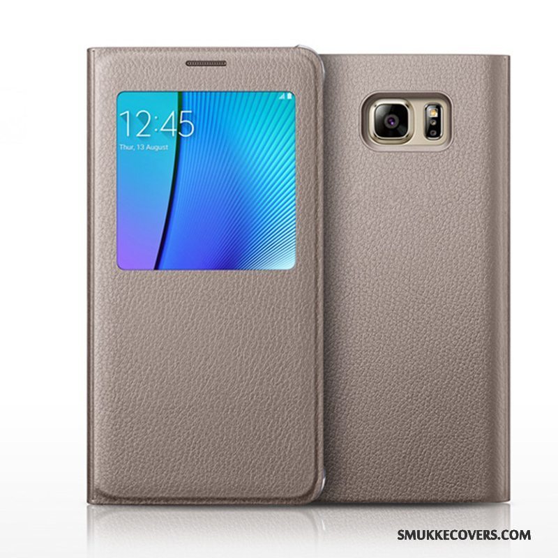 Etui Samsung Galaxy Note 5 Folio Telefonlyse, Cover Samsung Galaxy Note 5 Læder Anti-fald Vækstdvale
