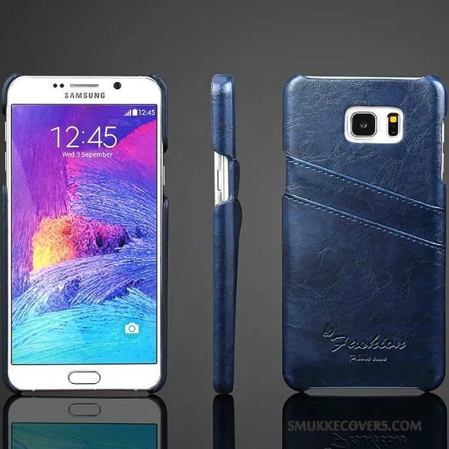 Etui Samsung Galaxy Note 5 Læder Af Personlighed Blå, Cover Samsung Galaxy Note 5 Beskyttelse Bagdæksel Kort